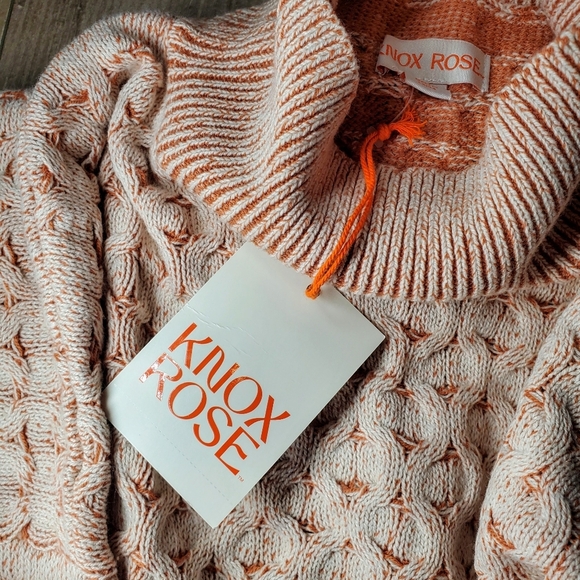 NWT Knox Rose Peach and Cream Oversized Mock Turtleneck Knit Sweater - Picture 8 of 16